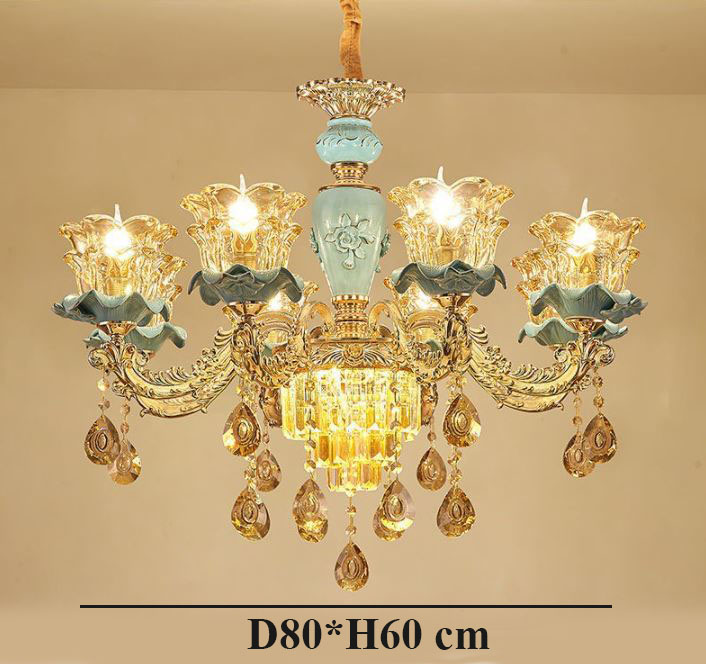 Đèn chùm UYER 8 tay hiện đại trang trí nội thất sang trọng - kèm bóng LED chuyên dụng - VIDEO THẬT 100%.