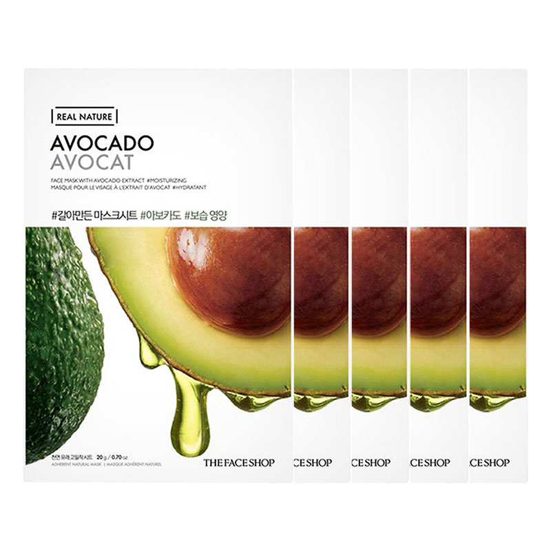 Bộ 5 Miếng Mặt Nạ Giấy The Face Shop Real Nature Avocado Face Mask 20g