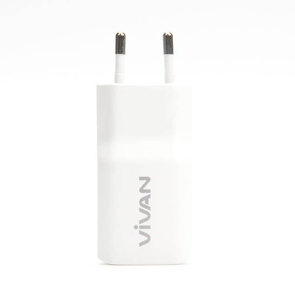 Củ sạc gắn tường nhựa cho di động/điện thoại/máy tính bảng 2 cổng USB Vivan | Bảo vệ quá dòng - chân cắm tròn | Cho iOS/Apple (iPhone/iPad), Android (Samsung, Xiaomi, LG, vv) - Hàng Chính Hãng
