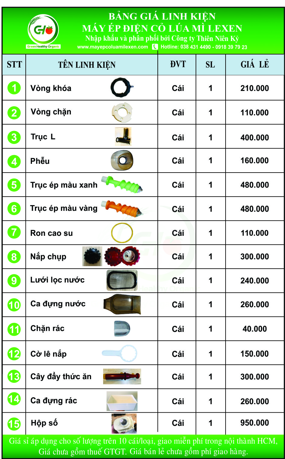 Linh kiện máy ép điện cỏ lúc mì LEXEN - Khay đựng nước ép - Hàng chính hãng