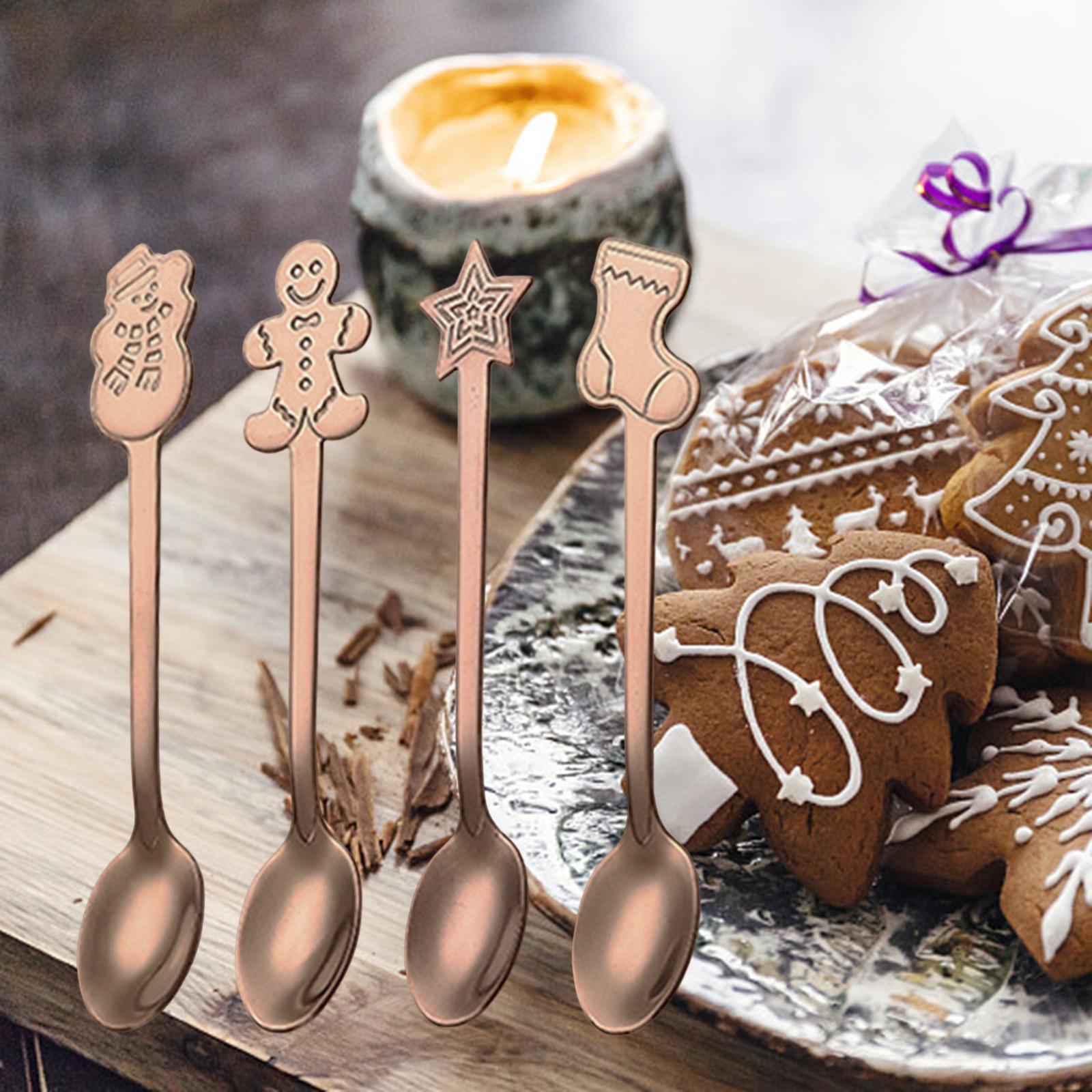 4Pcs Mini Coffee Spoons Stainless Steel Spoon Espresso Spoons for Cafe Cake