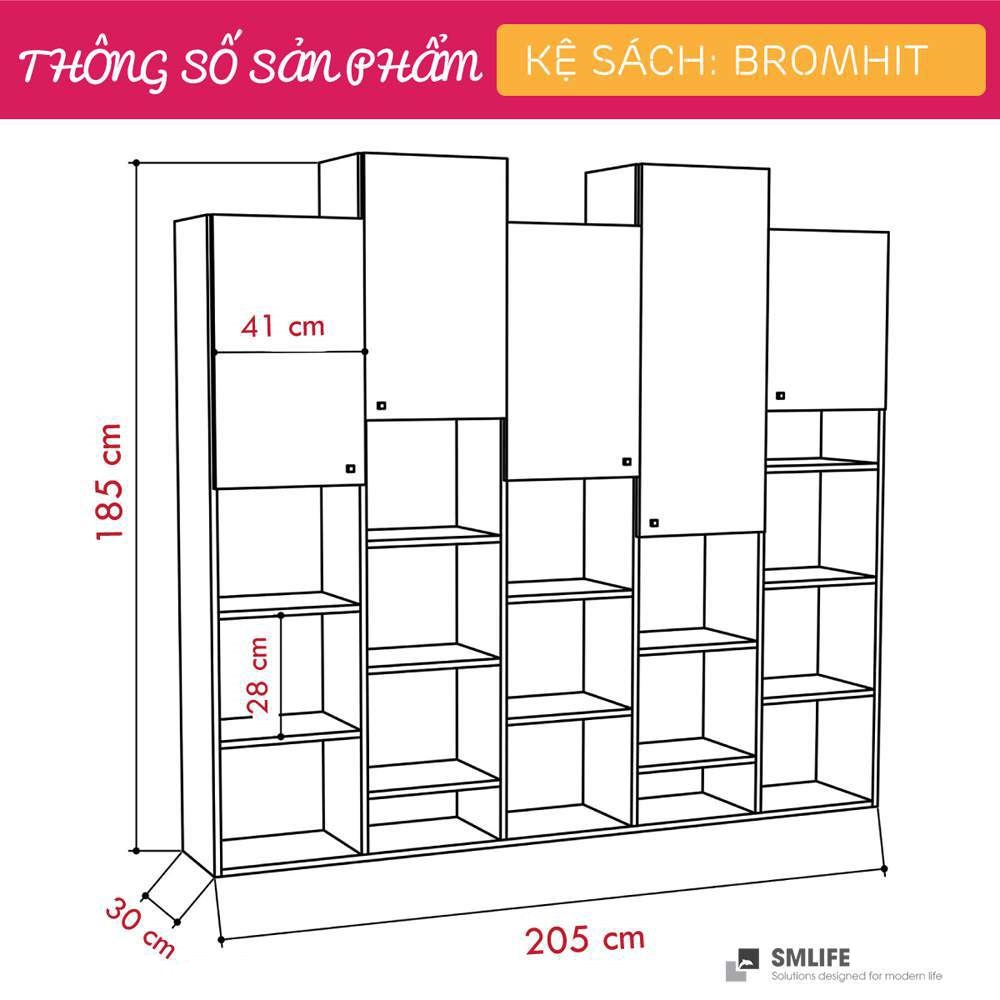 Tủ để sách gia đình kiểu dáng nhỏ gọn SMLIFE Bromhit