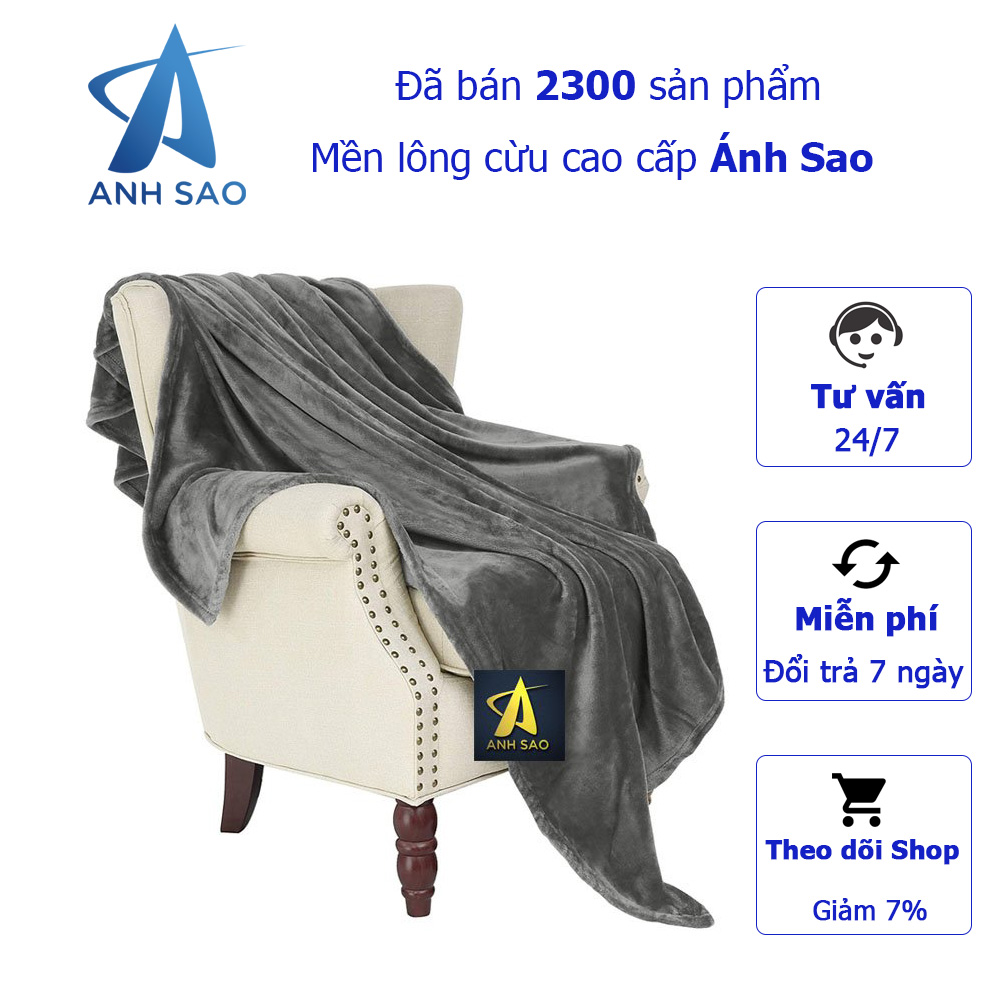 Mền lông cừu xám cao cấp A - 1m6x2m