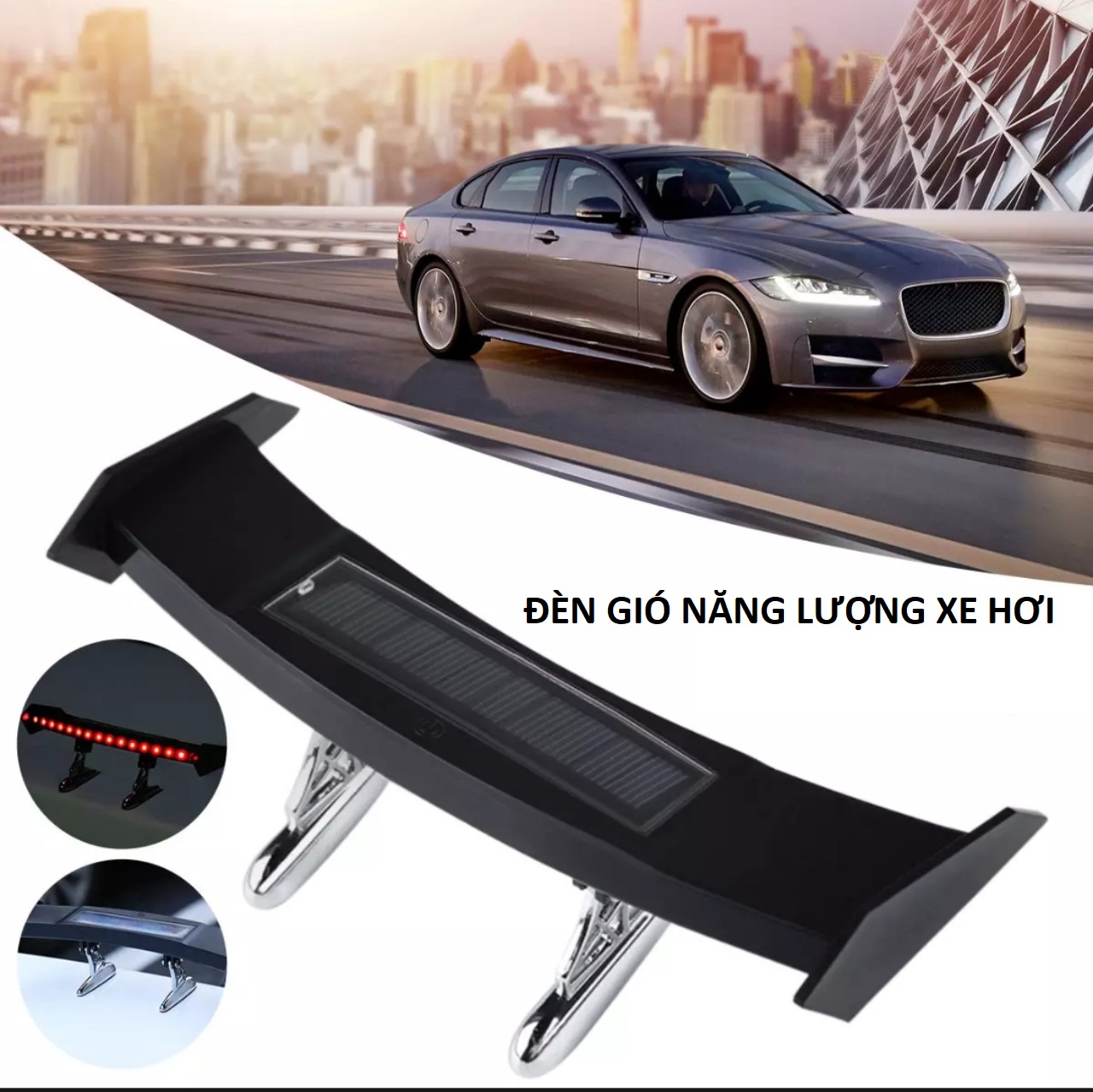 Đèn cánh gió gắn đuôi ô tô xe máy năng lượng mặt trời led cảnh báo kiểu audi chạy đuổi loại tốt siêu đẹp