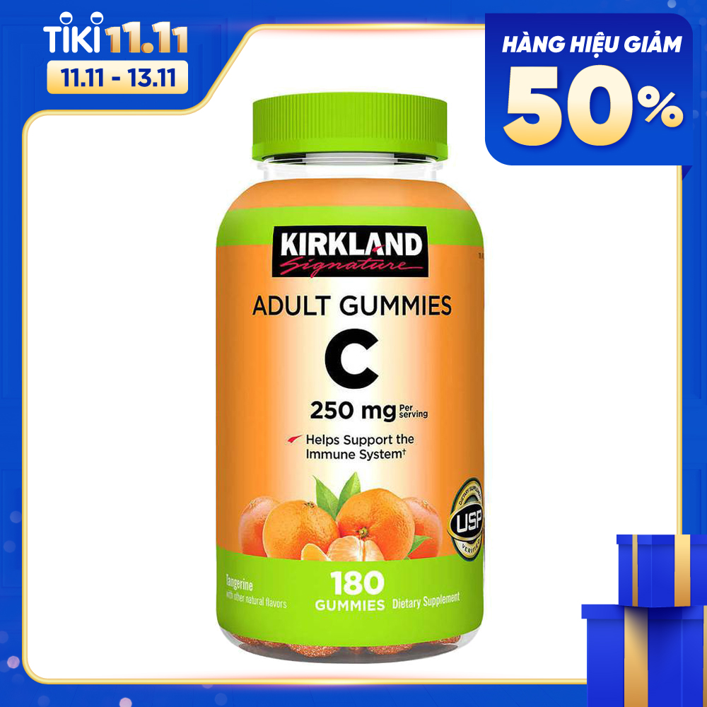 Kẹo dẻo bổ sung Vitamin C Kirkland Adult Gummies C 250mg hộp 180 viên của Mỹ