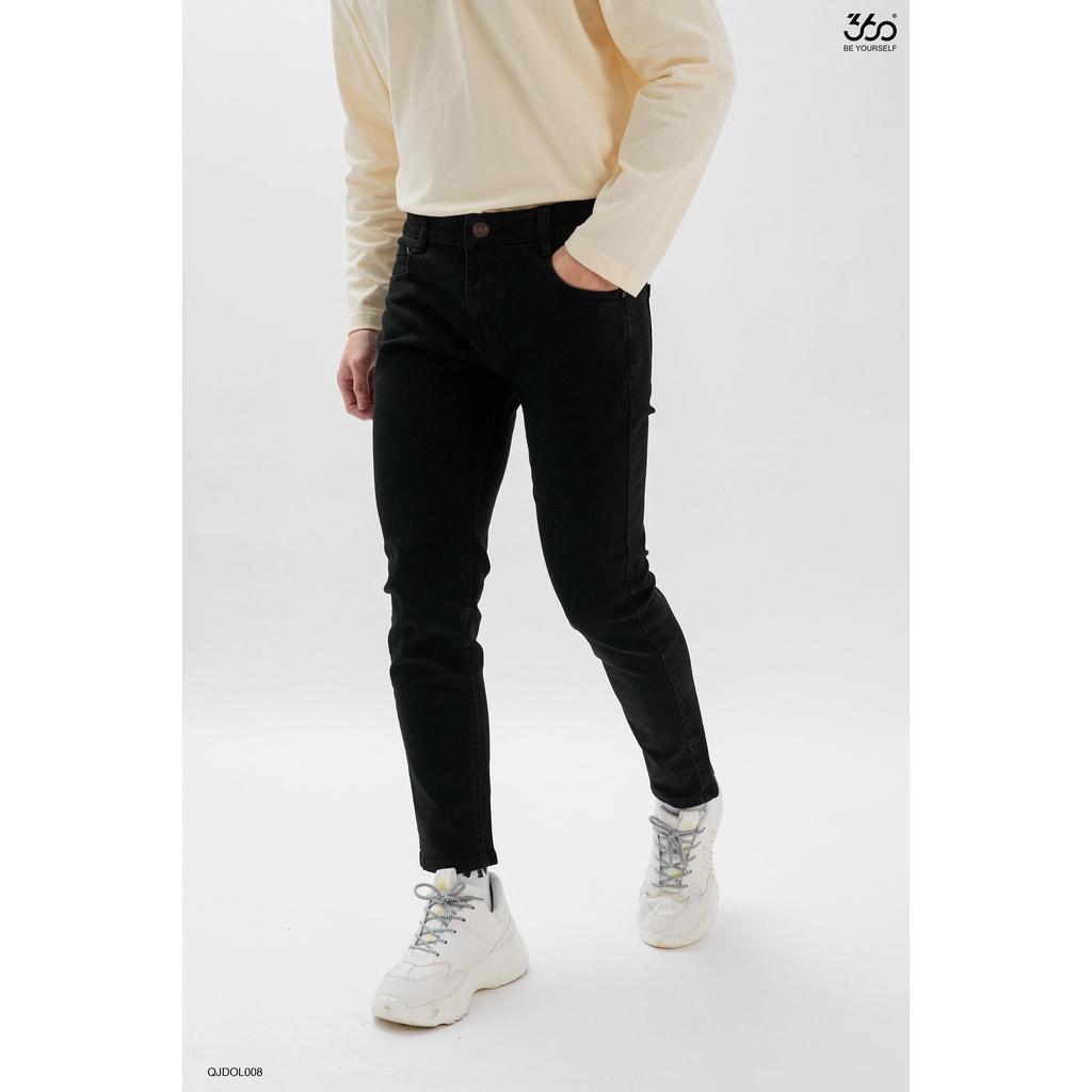 Quần jean nam đen dáng slim fit thương hiệu 360 BOUTIQUE, quần bò trơn - QJDOL008