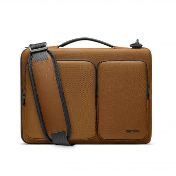 TÚI ĐEO TOMTOC (USA) VERSATILE 360* SHOULDER BAGS  CHO MACBOOK 13″14″, ULTRABOOK 13″ BROWN - HÀNG CHÍNH HÃNG