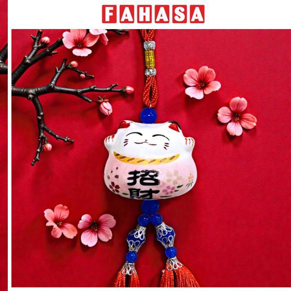 Dây Mèo May Mắn Treo Xe - Màu Hồng