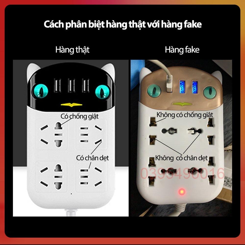 Ổ Cắm Điện Tai Mèo Thông Minh Đa Tính Năng Chống Giật Điện, Ổ Phích Điện Chống Cháy Nổ Chịu Được Công Suất Cao