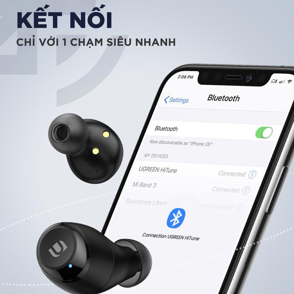 Tai Nghe Bluetooth TWS UGREEN WS100 - Chống Nước IPX5 - Hỗ trợ Sạc Không Dây - Pin Lên Đến 27 Giờ - Chống Ồn - Chất Lượng Âm Thanh Hifi