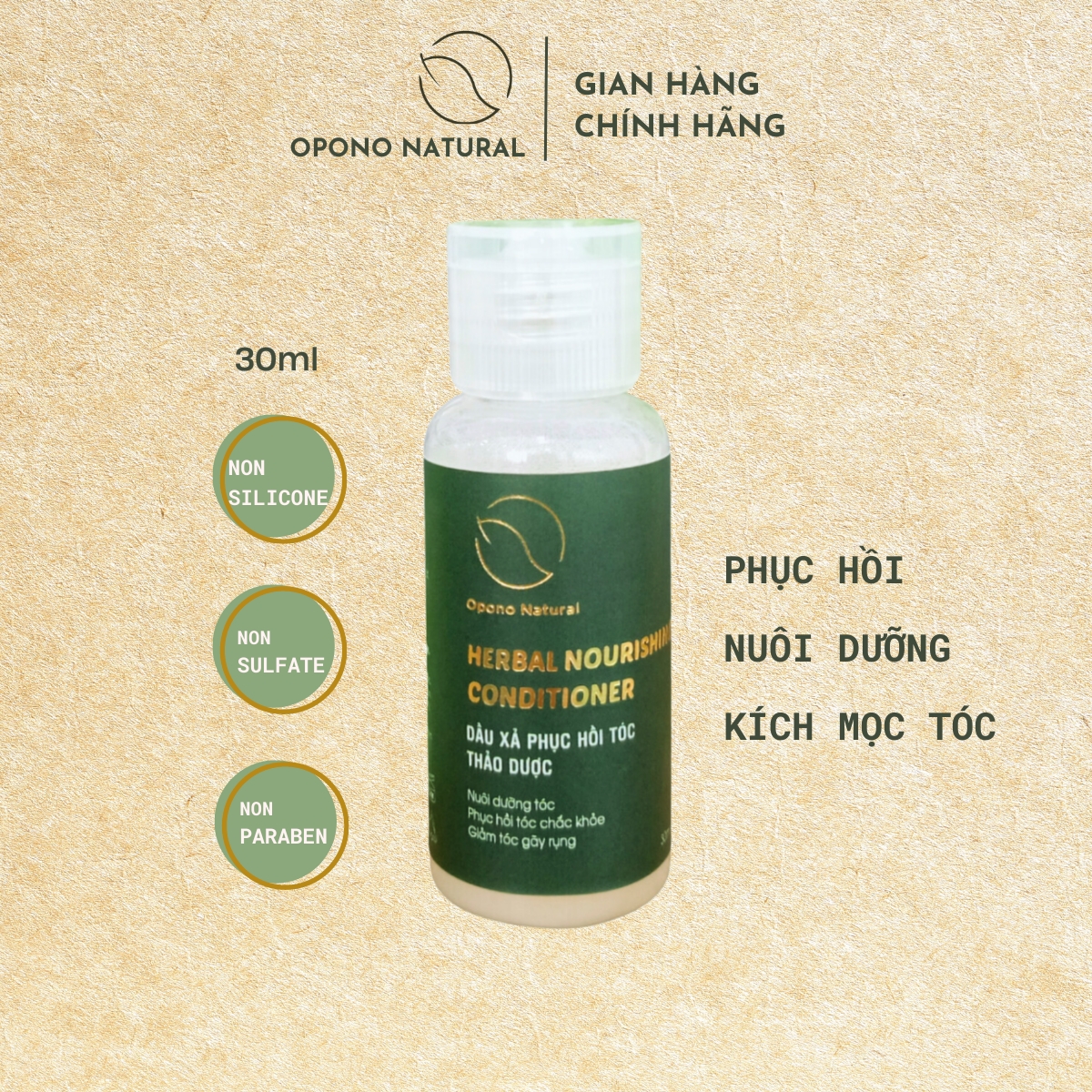 Dầu xả thảo dược kích mọc tóc, ngăn rụng tóc, phục hồi, dưỡng tóc suông mượt Opono Natural - Size du lịch 30ml