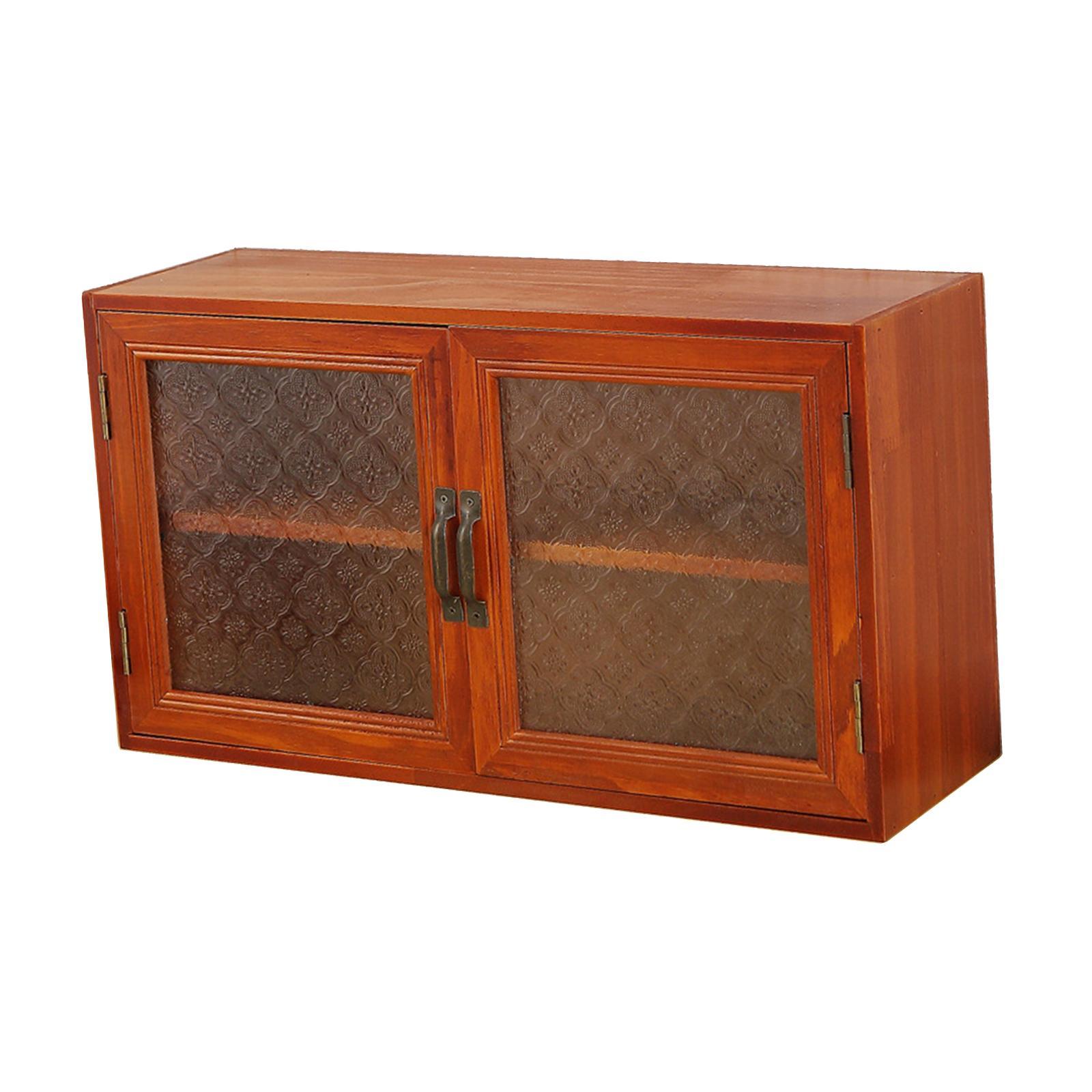 Wood Storage Cabinet Action Figures Display Shelf 2 Tiers Multipurpose Desktop Display Rack Shelf for Pantry Mugs Action Figures Cups