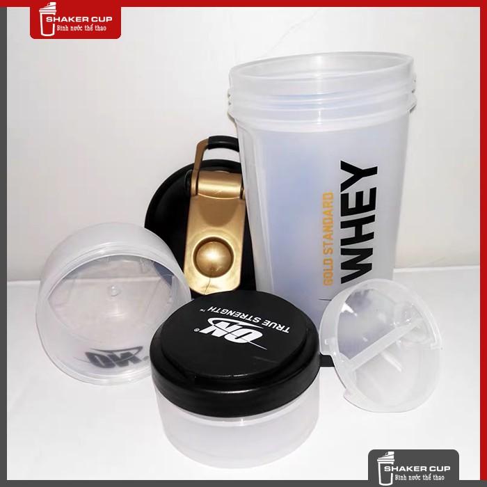 Bình lắc tập gym thể thao Shake bottle ON Gold Standard 3 ngăn
