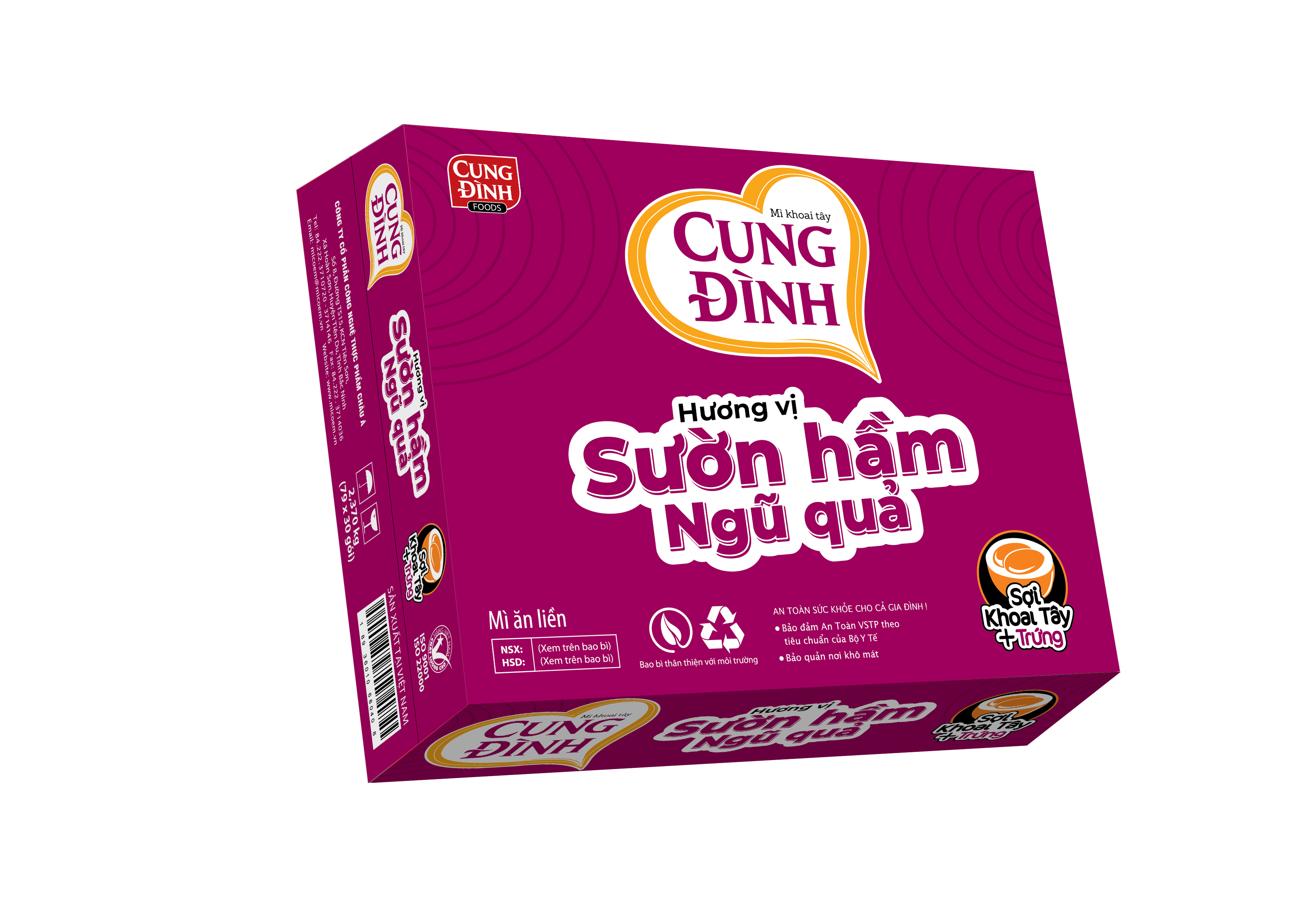 Thùng 30 Gói Mì Khoai Tây Cung Đình Hương Vị Sườn Hầm Ngũ quả