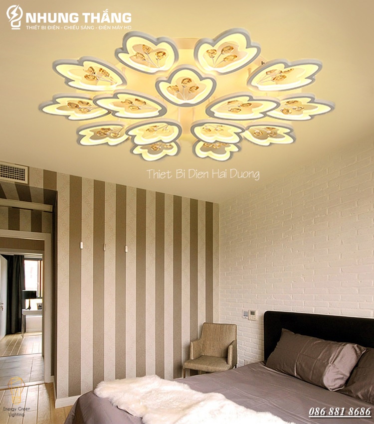 Đèn LED Ốp Trần Hình Hoa 15 Cánh NT024 - 3 Chế Độ Ánh Sáng - Tăng Giảm Ánh Sáng - Điều Khiển Từ Xa - Kết Nối Điện Thoại - Có Video