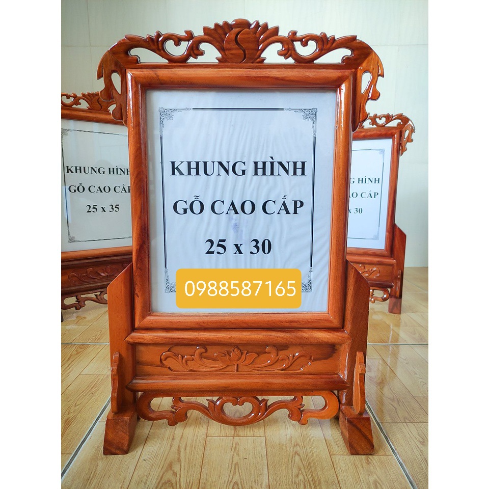 Khung ảnh thờ,khung hình thờ bằng gỗ hương hoa lá tây 30x40 cm