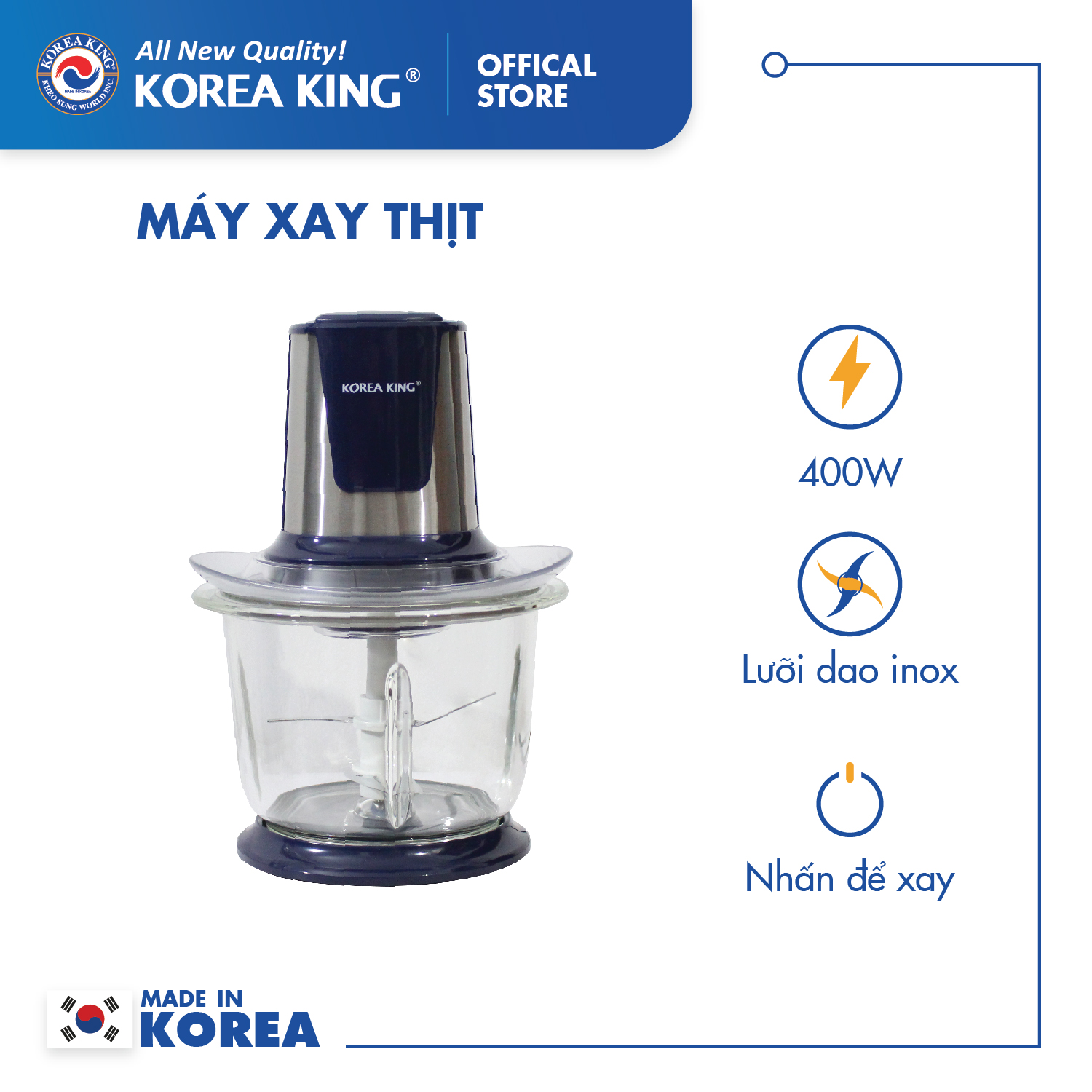 Máy xay thịt Korea King 1.5L  PMC-15B/R/G - Hàng chính hãng