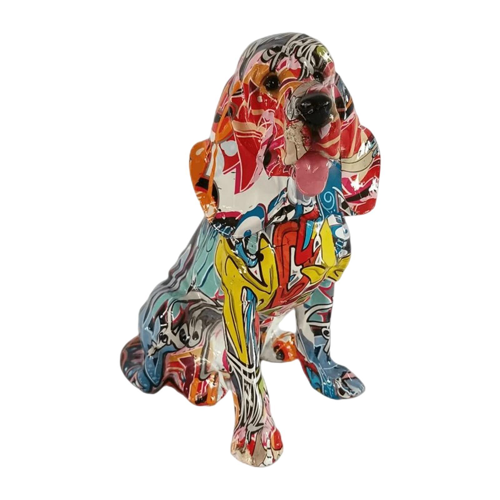 Colorful Dog Statue Animal Figure Home Decor Dog Graffiti Figurine Sculpture