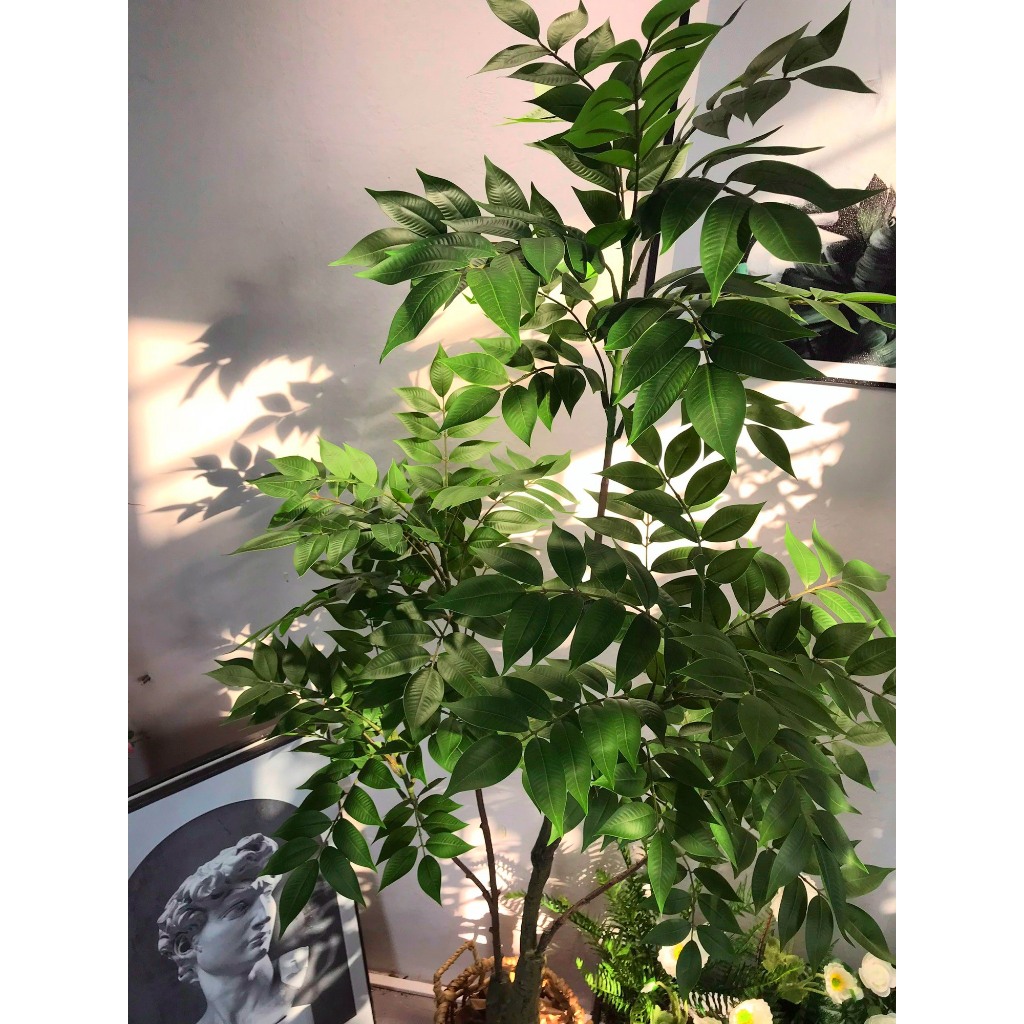 Cây nam thiên trúc giả - Cao 150cm - Thân nhựa lõi thép - Cây giả, hoa lụa Decor trang trí nhà cửa.