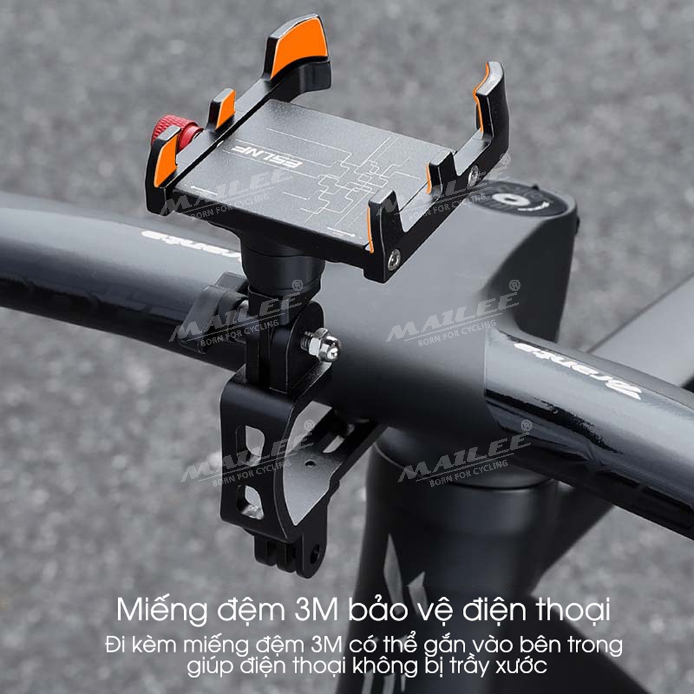 Giá đỡ điện thoại di động hợp kim nhôm cho xe đạp ELZ-01, gắn trên xe đạp touring, điều chỉnh dọc 180 độ, xoay ngang 360 độ, có thể gắn camera - Mai Lee
