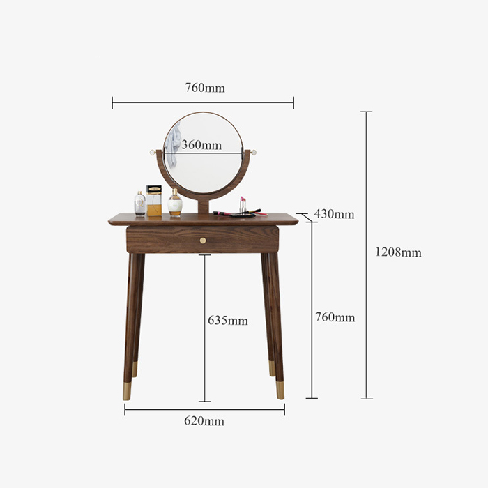 Bộ bàn ghế trang điểm gỗ tự nhiên kèm gương cao cấp, bàn phấn, bàn trang điểm LUX-BAP11