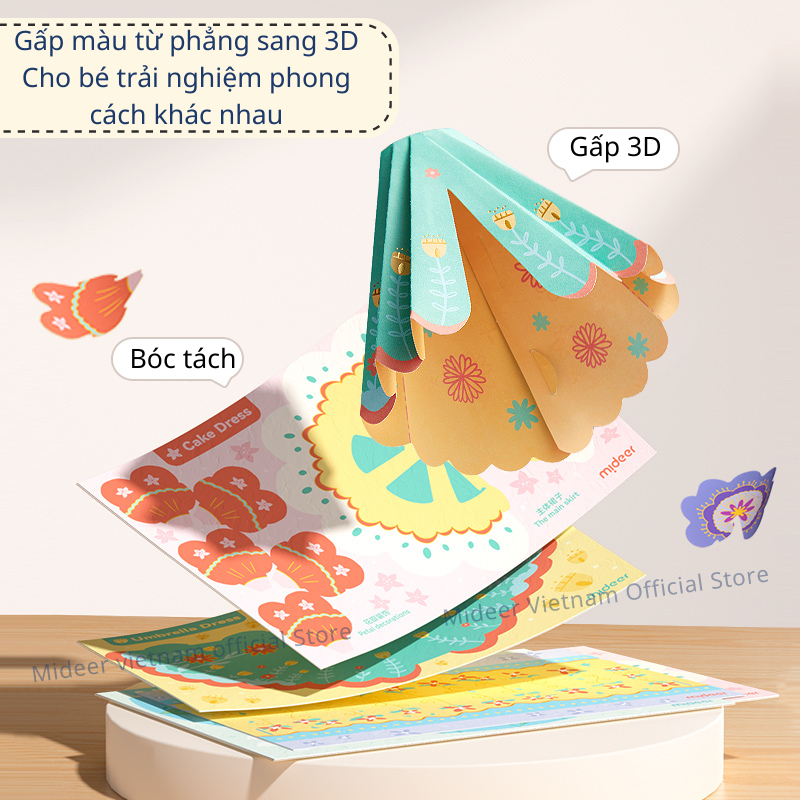 Đồ chơi thủ công tô màu và gấp tạo mẫu váy có dây treo trang trí thời trang - Mideer Paper Craft Coloring Cards