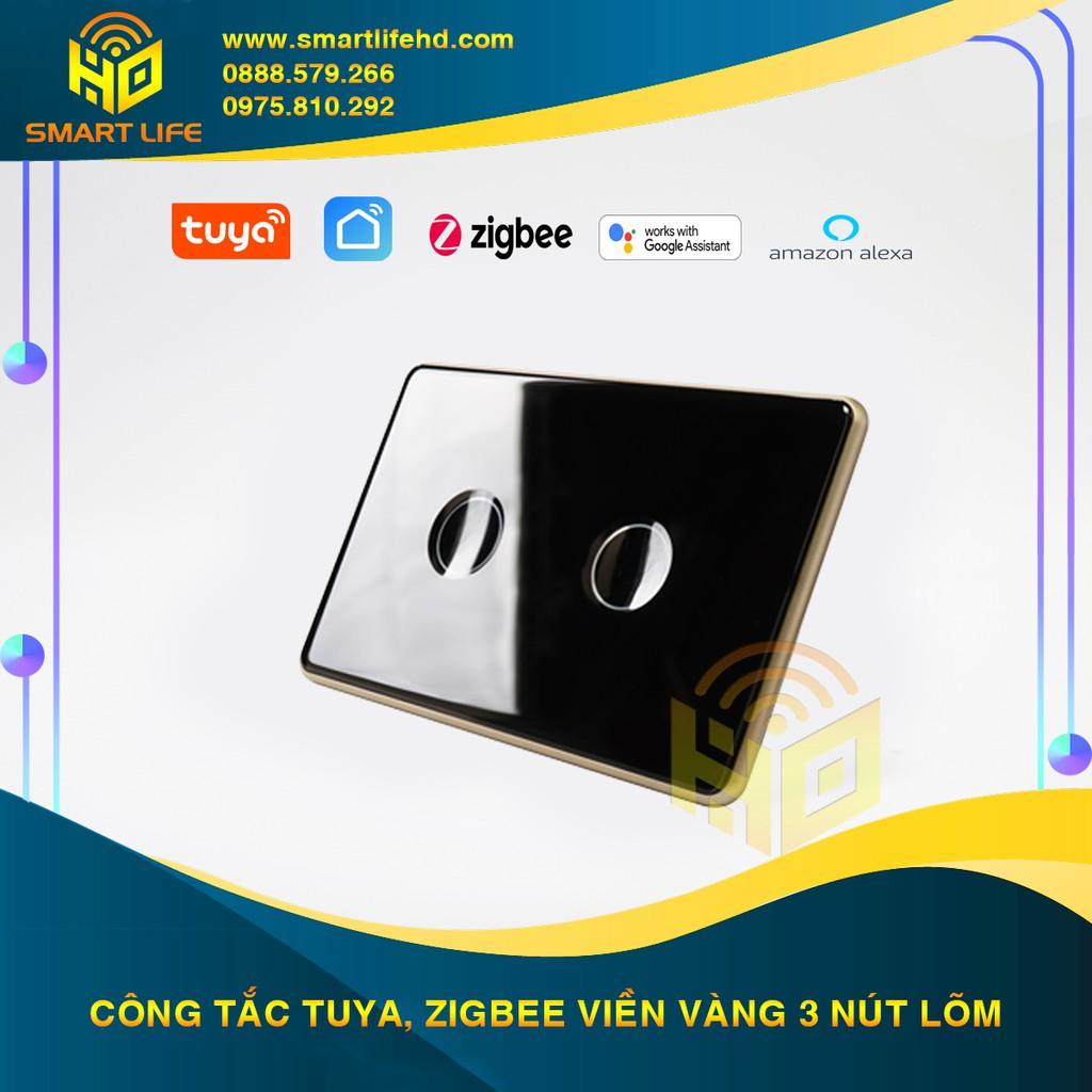 [Hàng chính hãng] Công tắc điện thông minh viền nhôm, 1-4 nút lõm mặt kính cao cấp hệ Tuya - Smart Life, US (Chữ nhật)