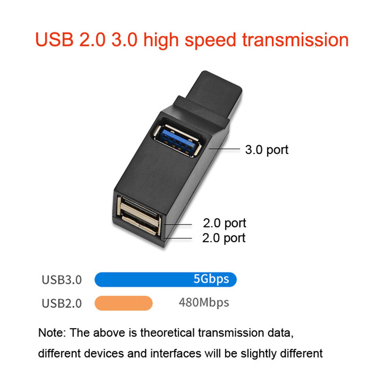 USB3.0 Splitter 3-Port USB HUB High Speed USB3.0 Separator Mini Portable USB2.0 USB3.0 Data Transmission for Notebook Laptop PC