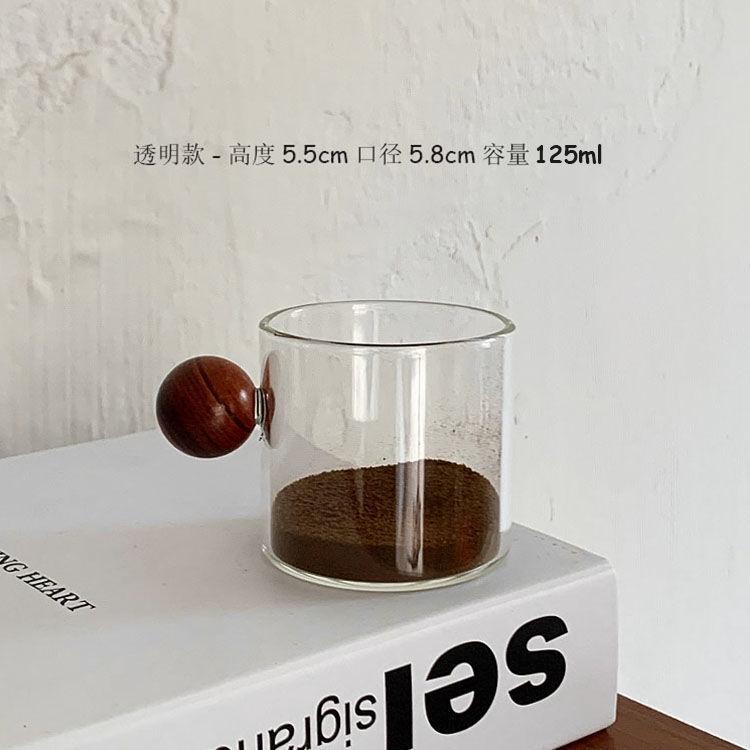 Cốc Thủy Tinh Uống Sữa/Cà Phê Có Tay Cầm Bằng Gỗ Phong Cách Nhật Bản