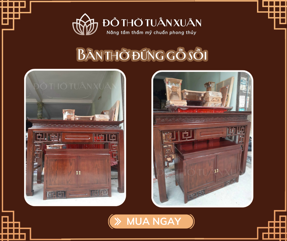 Bộ bàn thờ gỗ sồi đẹp hiện đại không mối mọt chuẩn phong thủy