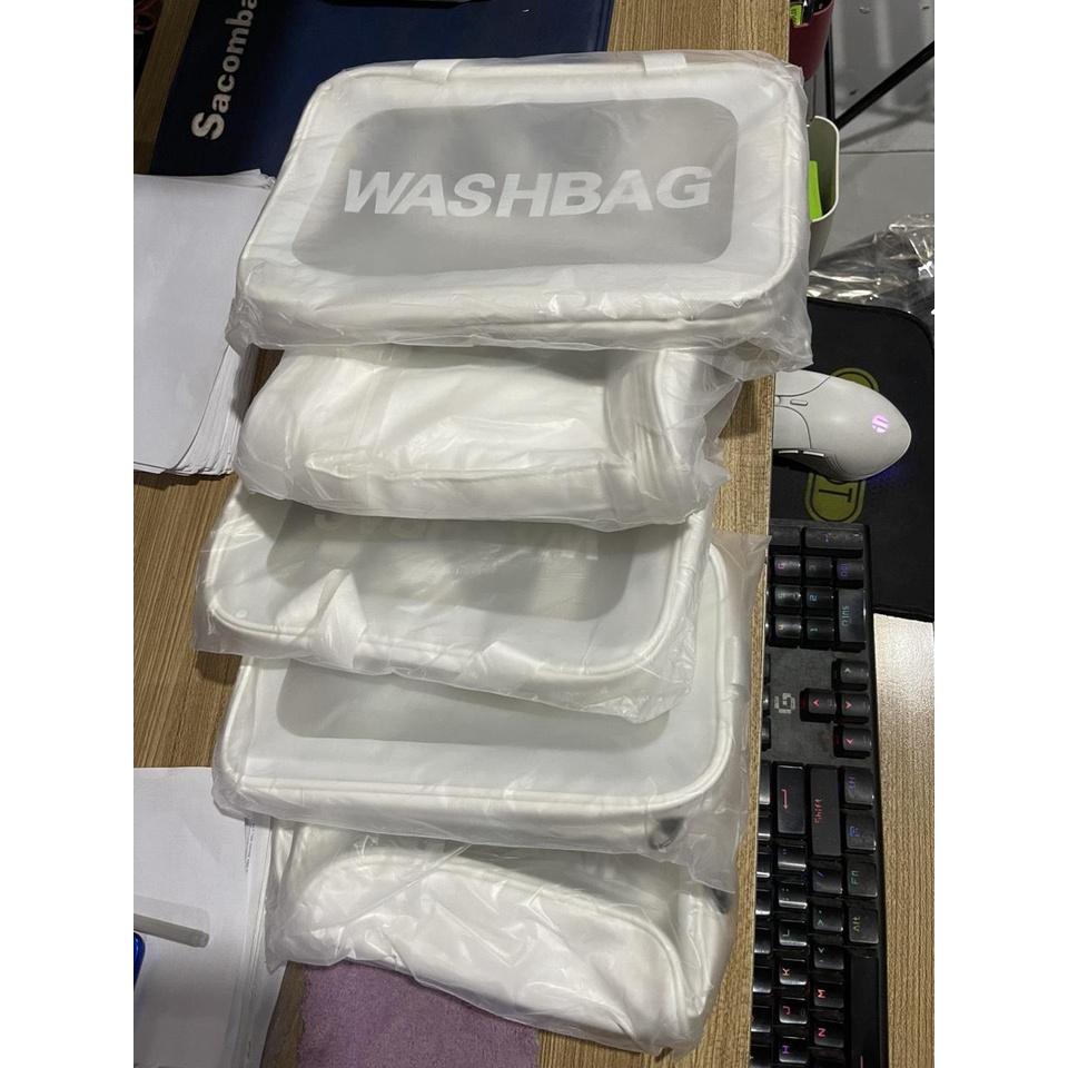 Túi Đựng đồ trang điểm trong suốt washbag Combo 6 nhựa PVC da Pu 3 màu đi bơi đi biển du lịch