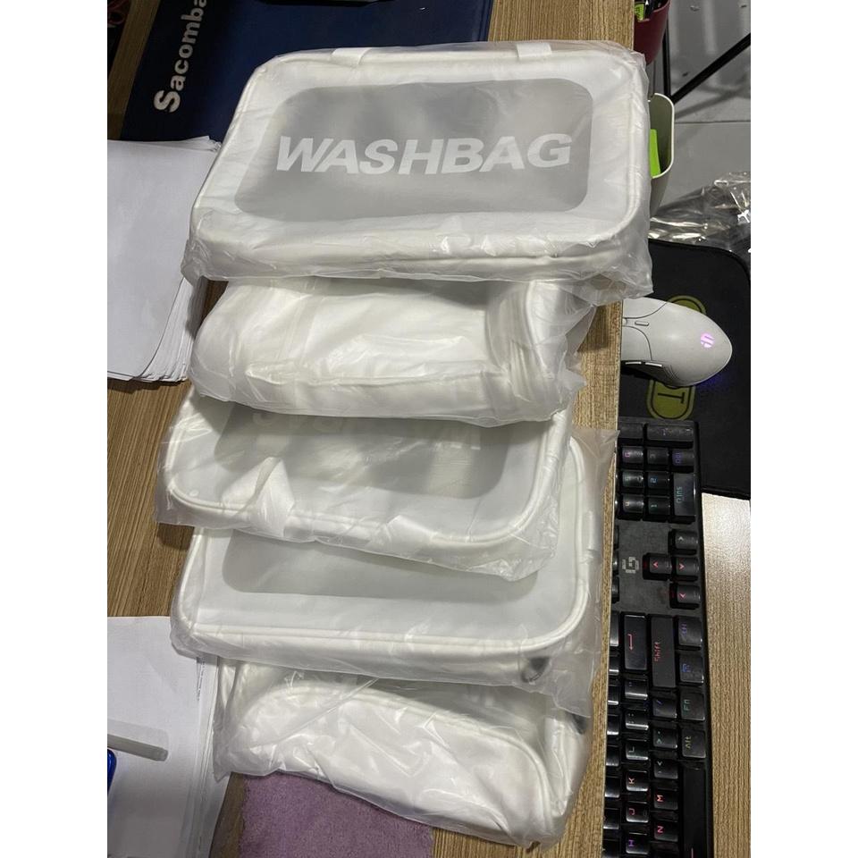 Túi Đựng đồ trang điểm trong suốt washbag Combo 6 nhựa PVC da Pu 3 màu đi bơi đi biển du lịch (TẶNG BÚT CẢM ỨNG)