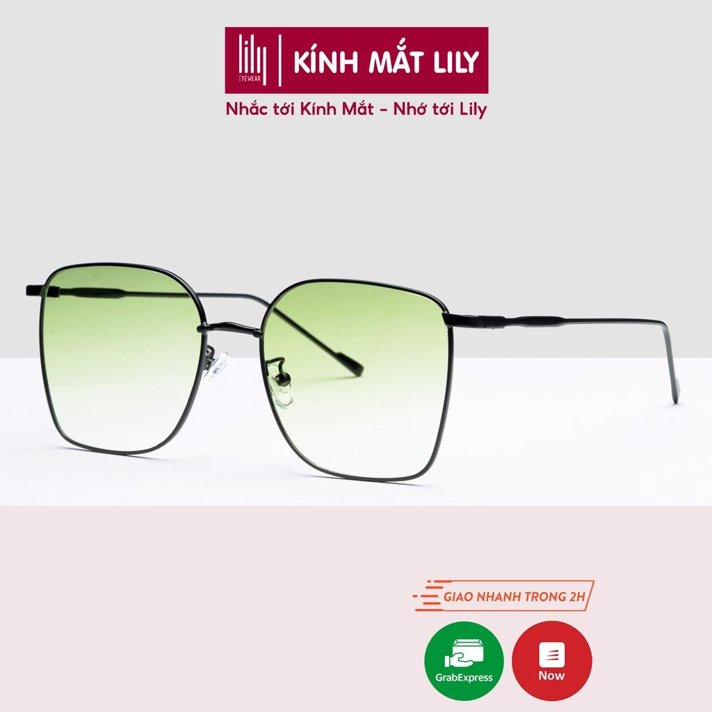 Kính mát nữ LILYEYEWEAR mắt vuông kim loại chống UV màu sắc thời trang 9165