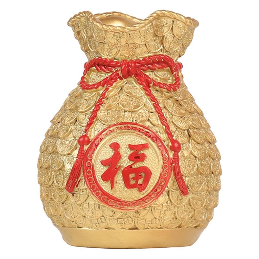 Chinese Flower Vase Planter Pot Feng Shui Decoration Living Room Furnishing Gold