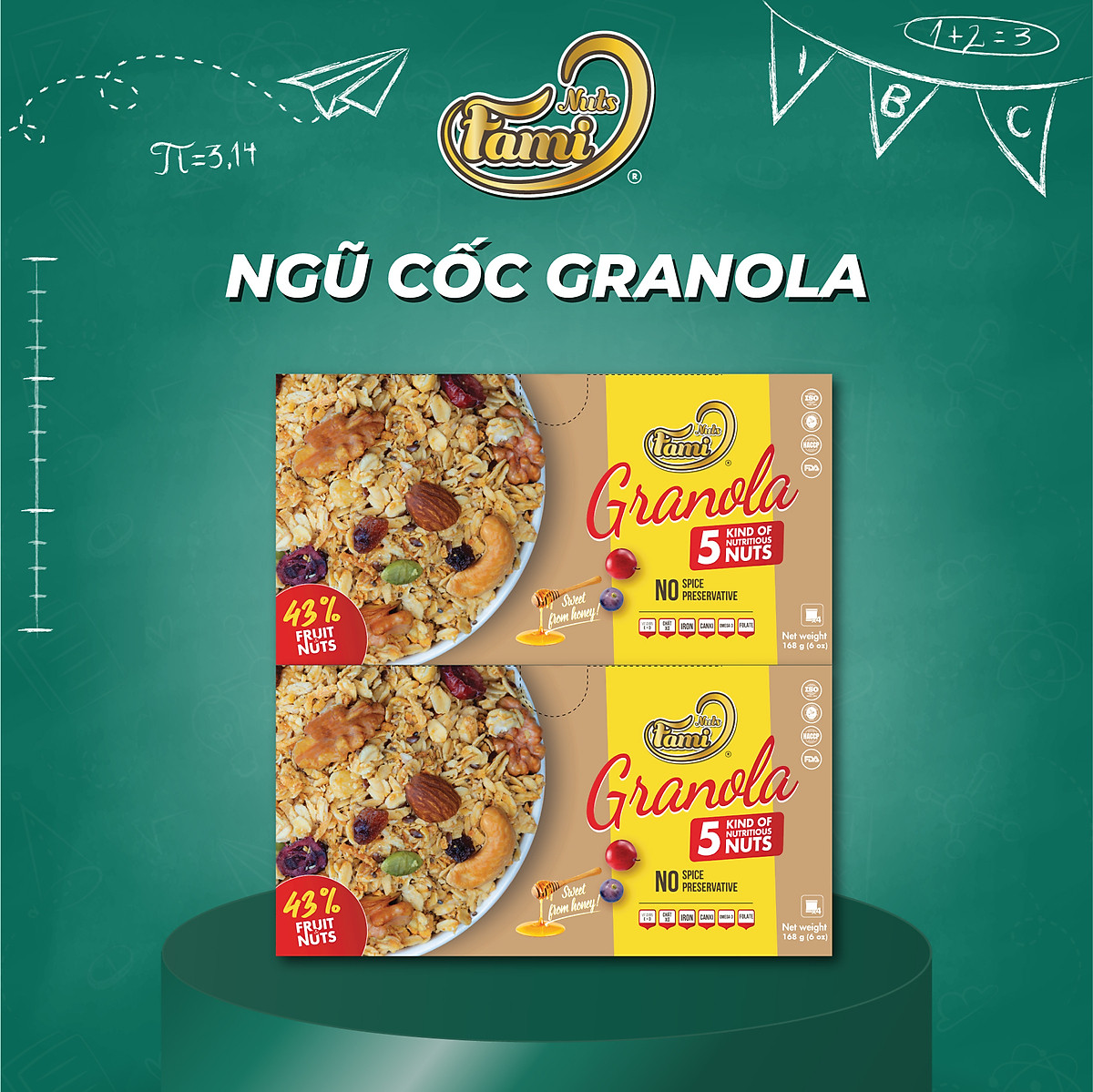 Hạt Dinh Dưỡng Ngũ Cốc Granola - Hộp Giấy 168g - FAMINUTS