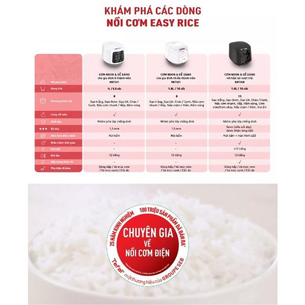 Nồi cơm điện mini Tefal RK730168 1L - 8 chương trình nấu - Hàng Chính Hãng