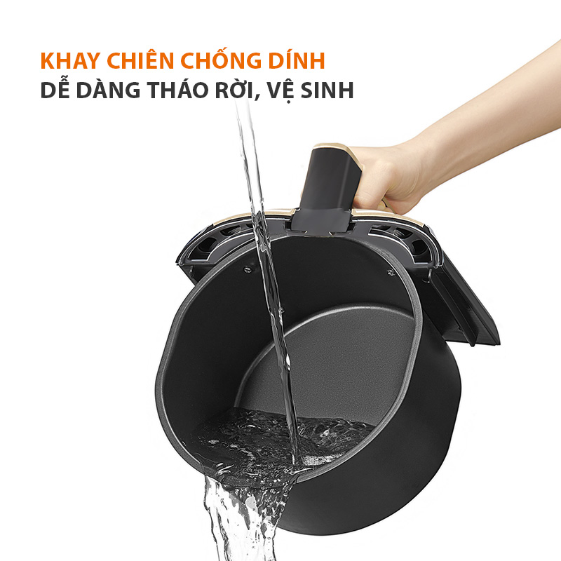 Nồi chiên không dầu AF65M-BK01A dung tích 6.5L công suất 1400W lòng nồi chống dính, điều khiển cơ học - Hàng chính hãng