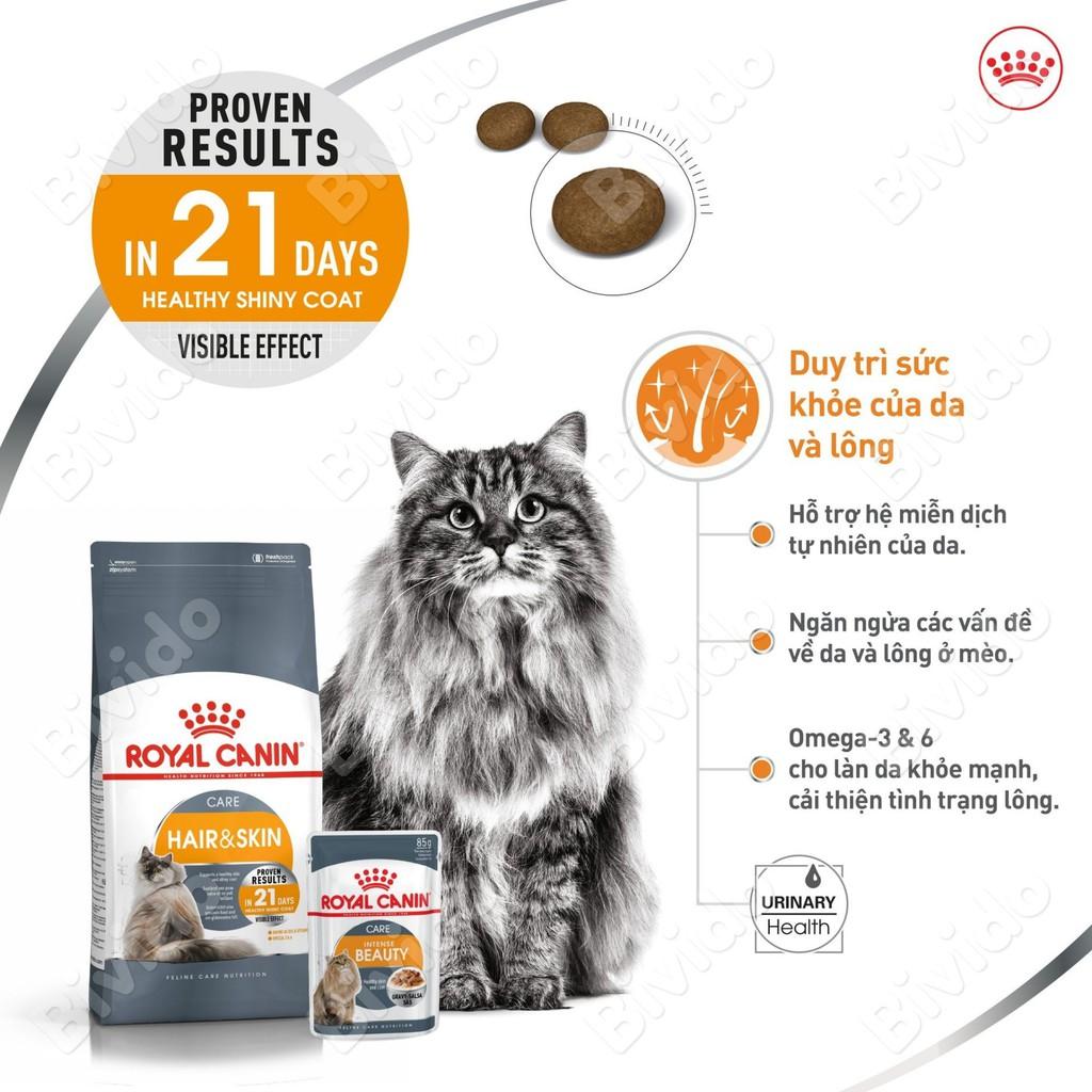 Thức ăn mèo Royal Canin Hair &amp; Skin giúp lông mượt da khỏe túi 400g - Bivido