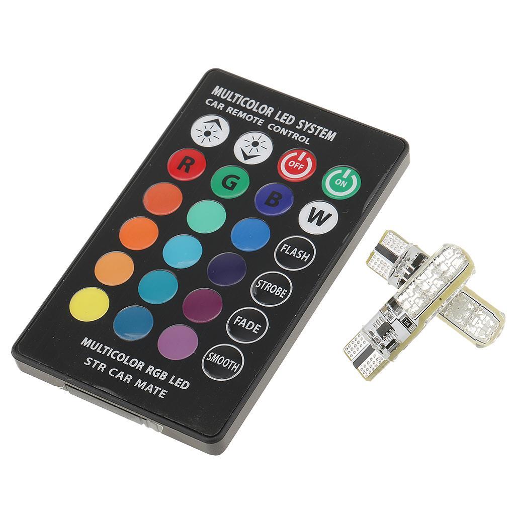 2- 2 Pieces T10 6LED Car Dome Reading Light Lamp Bulb RGB for Remote