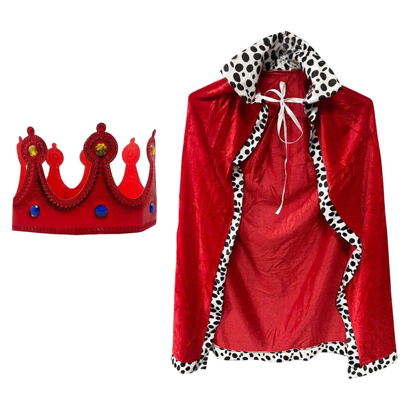King Robe and Crown Halloween Costume Cosplay Children Girls Boys Cloak