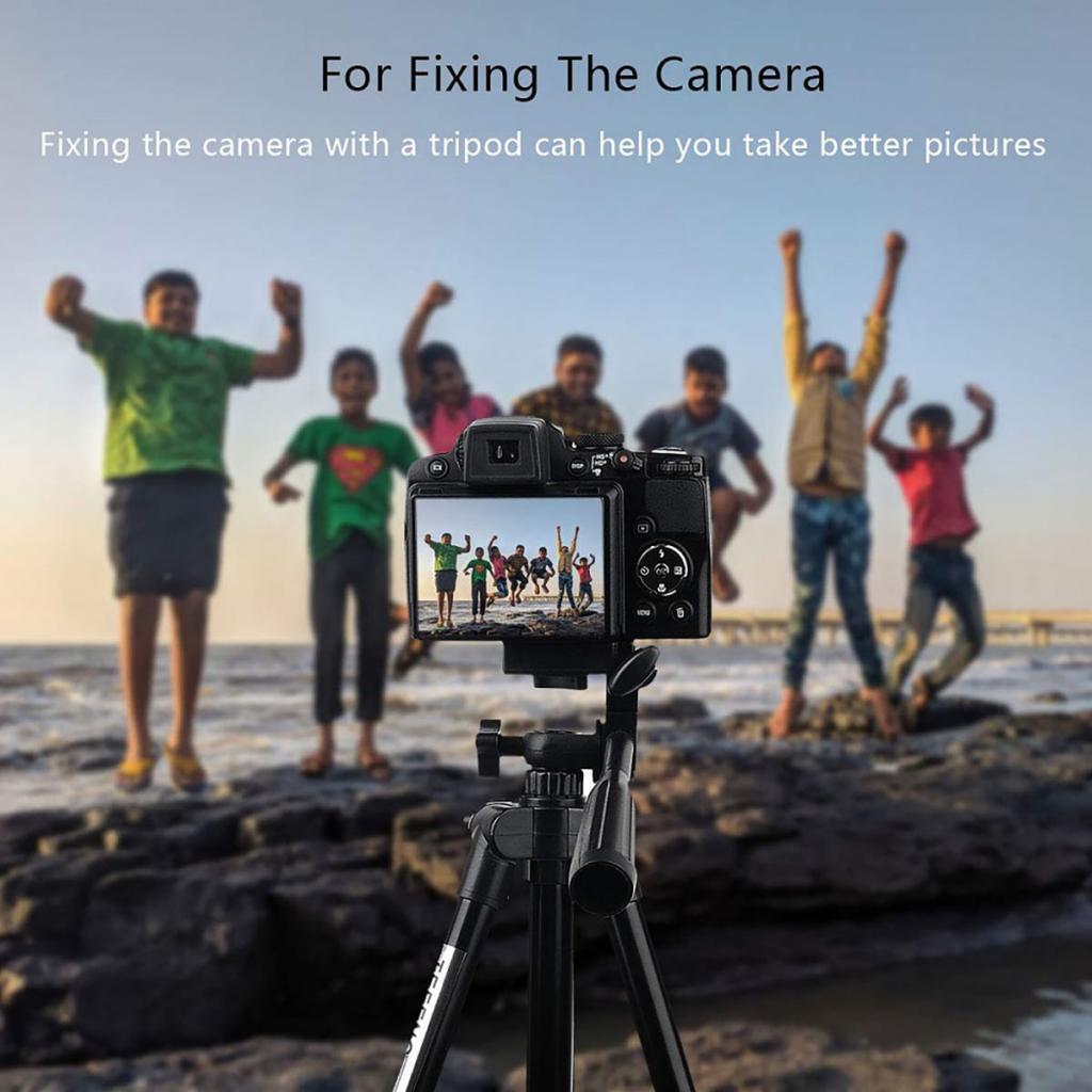 Tripod Camera With Bluetooth Remote Phone Holder Mount Stand Universal-Black