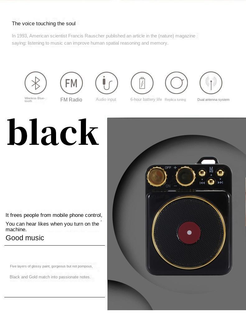 Maoshanwang Phonograph T10 loa bluetooth mini Audio Audio Retro không dây không dây retro loa. Color: green Woofer Size/Full-Range Size: 5.25"  Tweeter Size: 4.5"