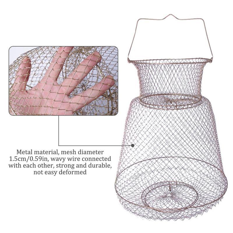 Foldable Metal Wire Fishing Net Cage Iron Wire Basket For Crabs Squid Shrimp Fishing Accessory