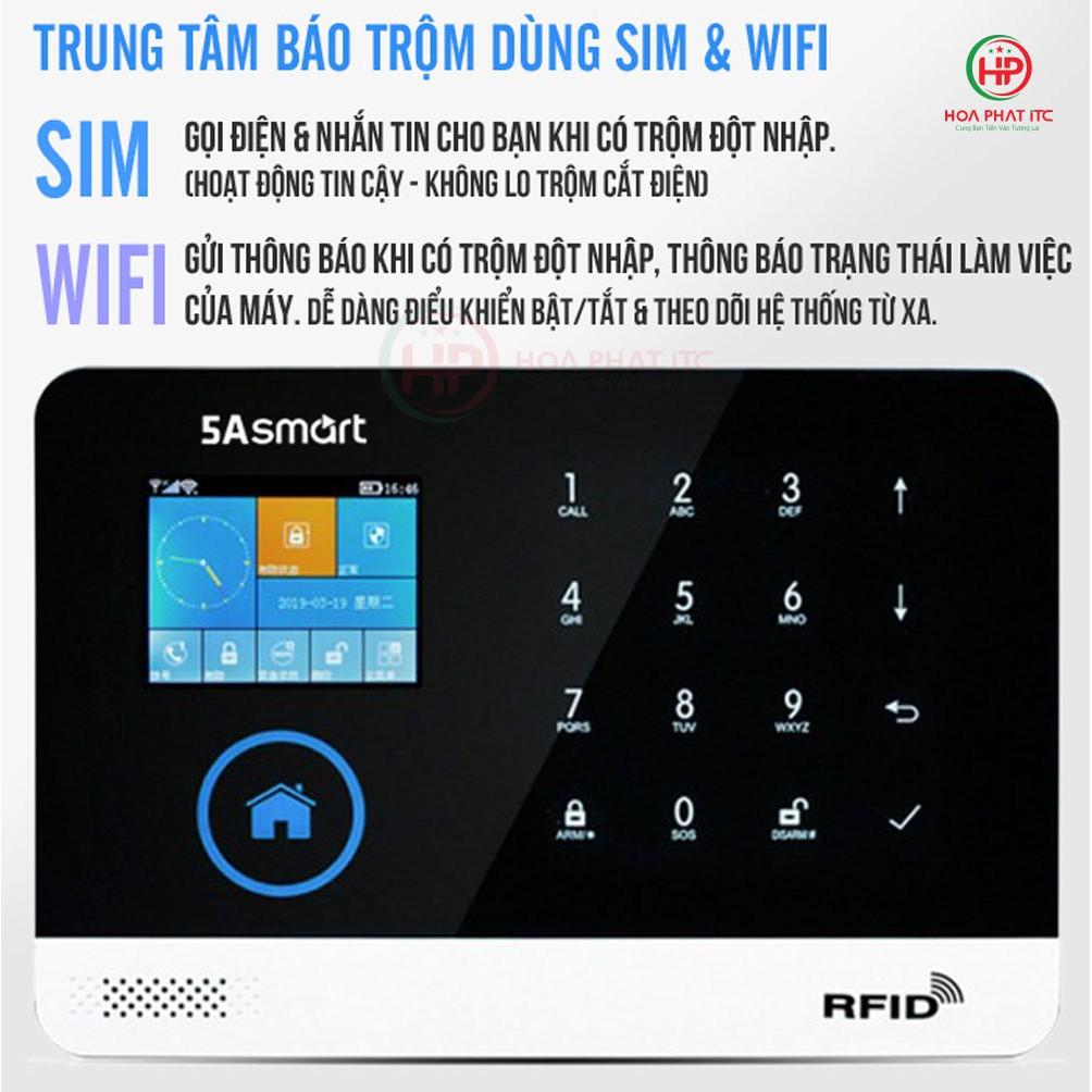 Bộ chống trộm trung tâm dùng sim và wifi 5A Smart 5A-F10, Báo trộm qua điện thoại, gọi điện, nhắn tin - Hàng chính hãng