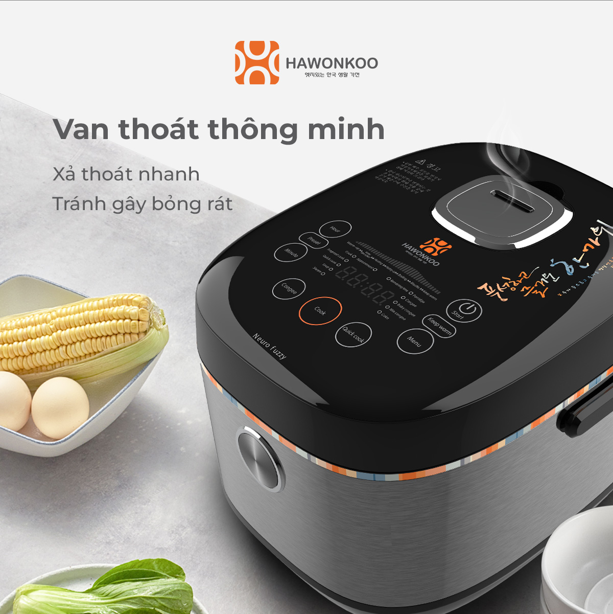 Nồi Cơm Điện Tử HAWONKOO RCH-180 1,8 Lit Nấu Cơm Ngon Hàng Chính Hãng Bảo Hành 12 Tháng - Thương Hiệu Hàn Quốc