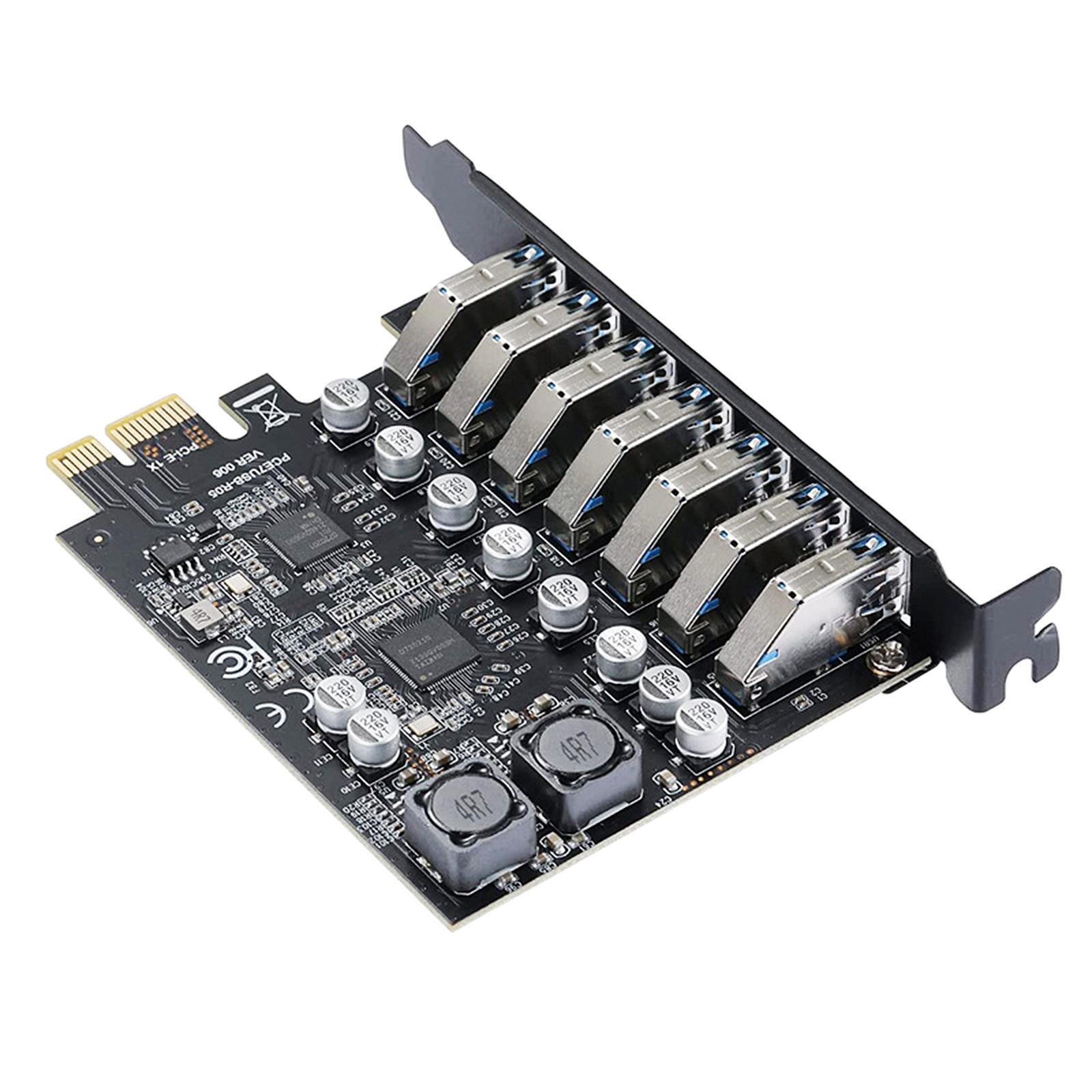PCIe 7 Ports USB 3.0 Expansion Card Desktop PC Computer Converter Third Generation Master Control