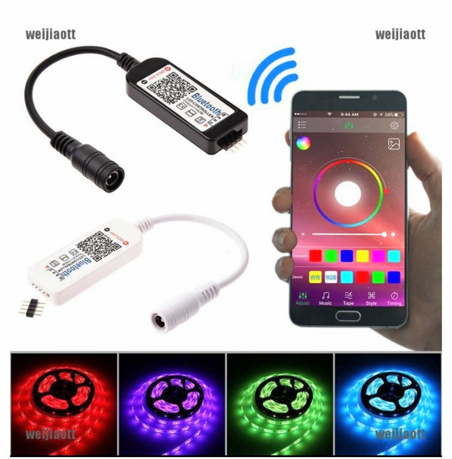ĐẲNG CẤP VỚI BỘ ĐIỀU KHIỂN LED ĐIỆN THOẠI QUA bulutoo + CUỘN DÂY LED NHIỀU MÀU DÀI 5M TRANG TRÍ XE MÁY XE HƠI ÔTÔ NHÀ SÂN VƯỜN QUÁN CỰC ĐẸP