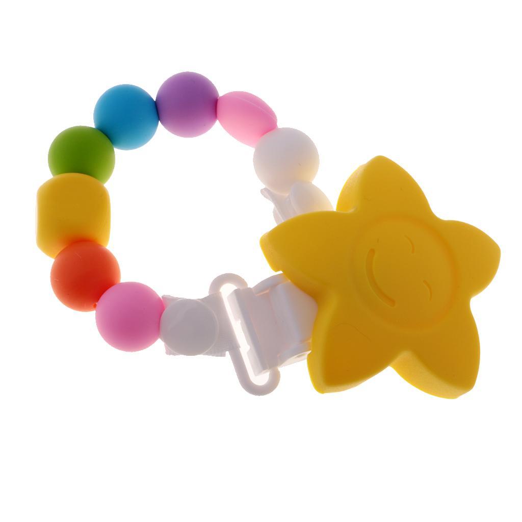 2 In 1 UUnisex Baby Pacifier Clip Food Grade Silicone Teether Beads BPA Free Chain for Drooling and Teething Baby