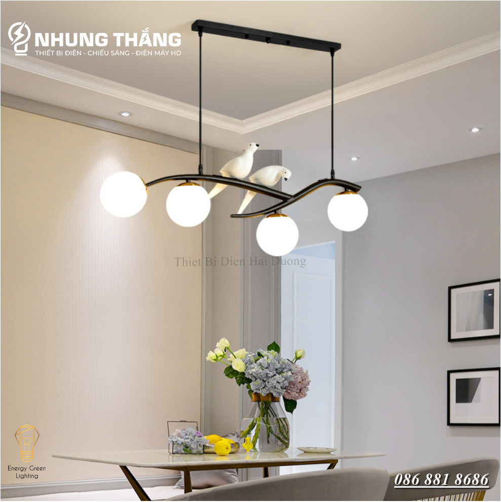 Đèn Thả Trần Trang Trí Hình 2 Chú Chim Vintage Decor TN321 - Kiểu Dáng Hiện Đại , Sang Trọng - Tặng Kèm 4 Bóng G45 - Có Video