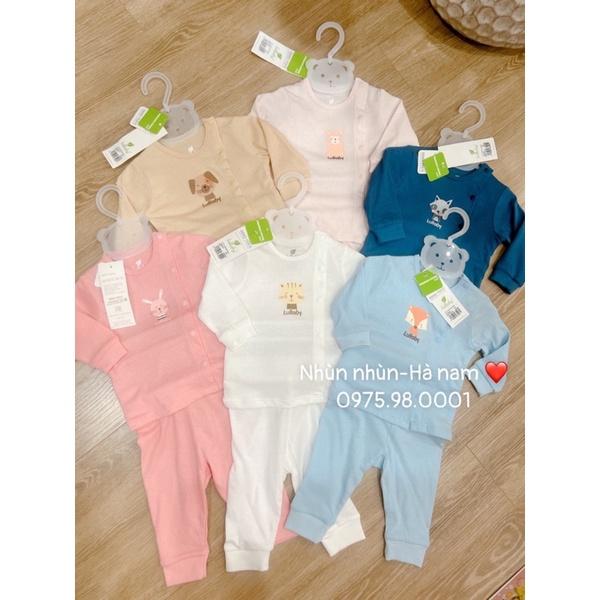 Bộ cài lệch dài tay sơ sinh cotton thở Lullaby